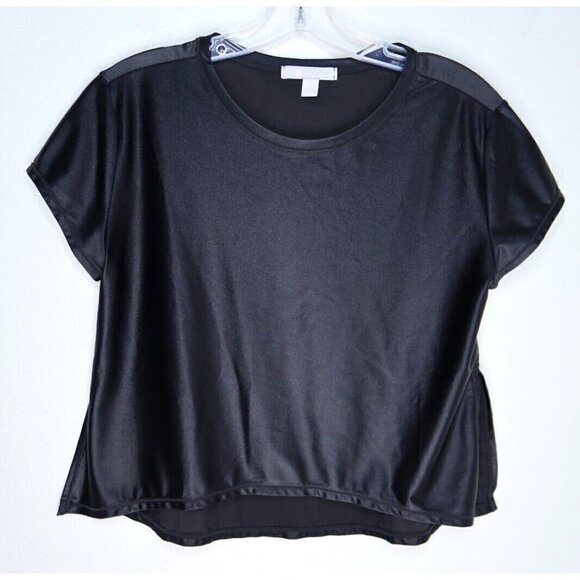 Zella Half Shirt Shiny Metallic Short Sleeve Work Out Top Womens Small  EUC - Picture 1 of 9